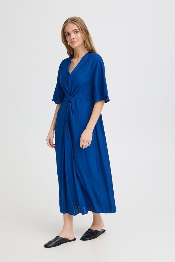 short sleeve blue dress women, blue occasion dress women, flattering waist blue dress, blue event dress women midi