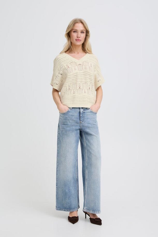 everyday knit sweater women, relaxed cream knit top women, summer knit sweater women