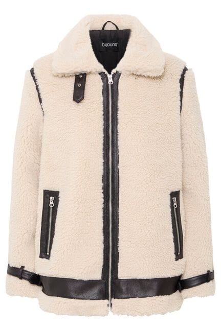 cozy sherpa winter jacket, B YOUNG, modern sherpa coat