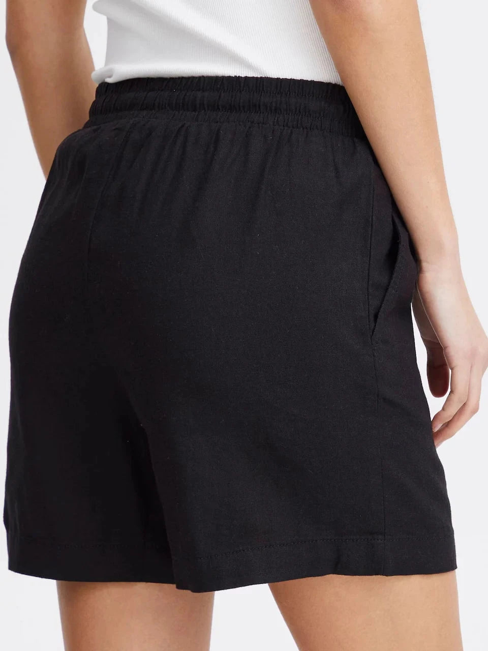 BLACK LINEN SHORTS short ICHI 