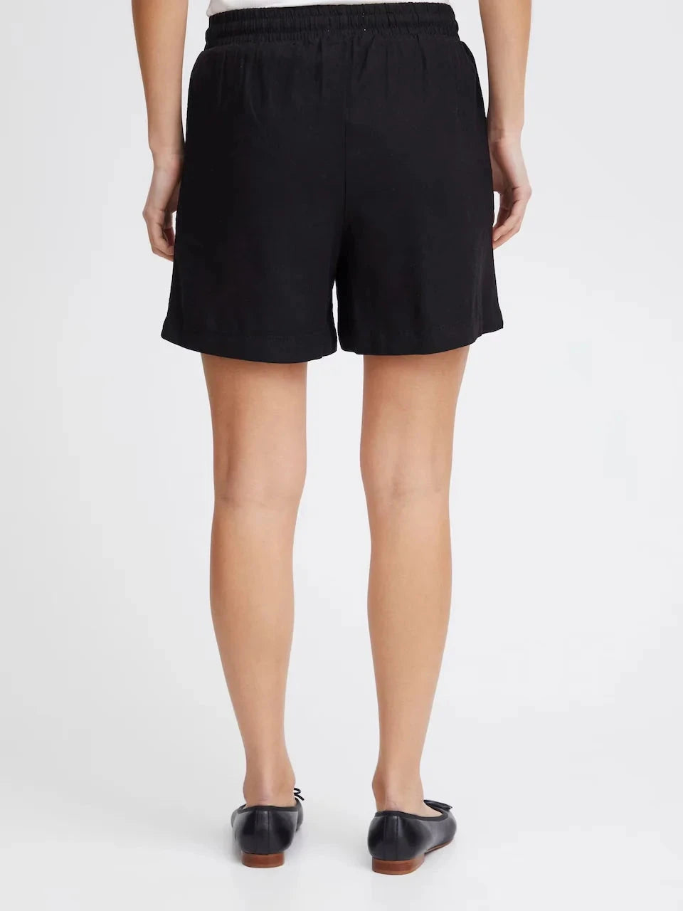 BLACK LINEN SHORTS short ICHI 