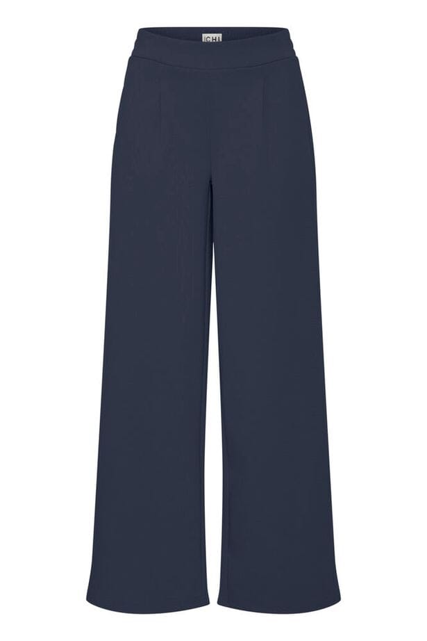 everyday navy trousers women, polished navy workwear pants, modern straight leg trousers navy