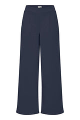 everyday navy trousers women, polished navy workwear pants, modern straight leg trousers navy