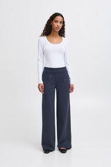 ICHI, KATE PANT, navy straight leg trousers women