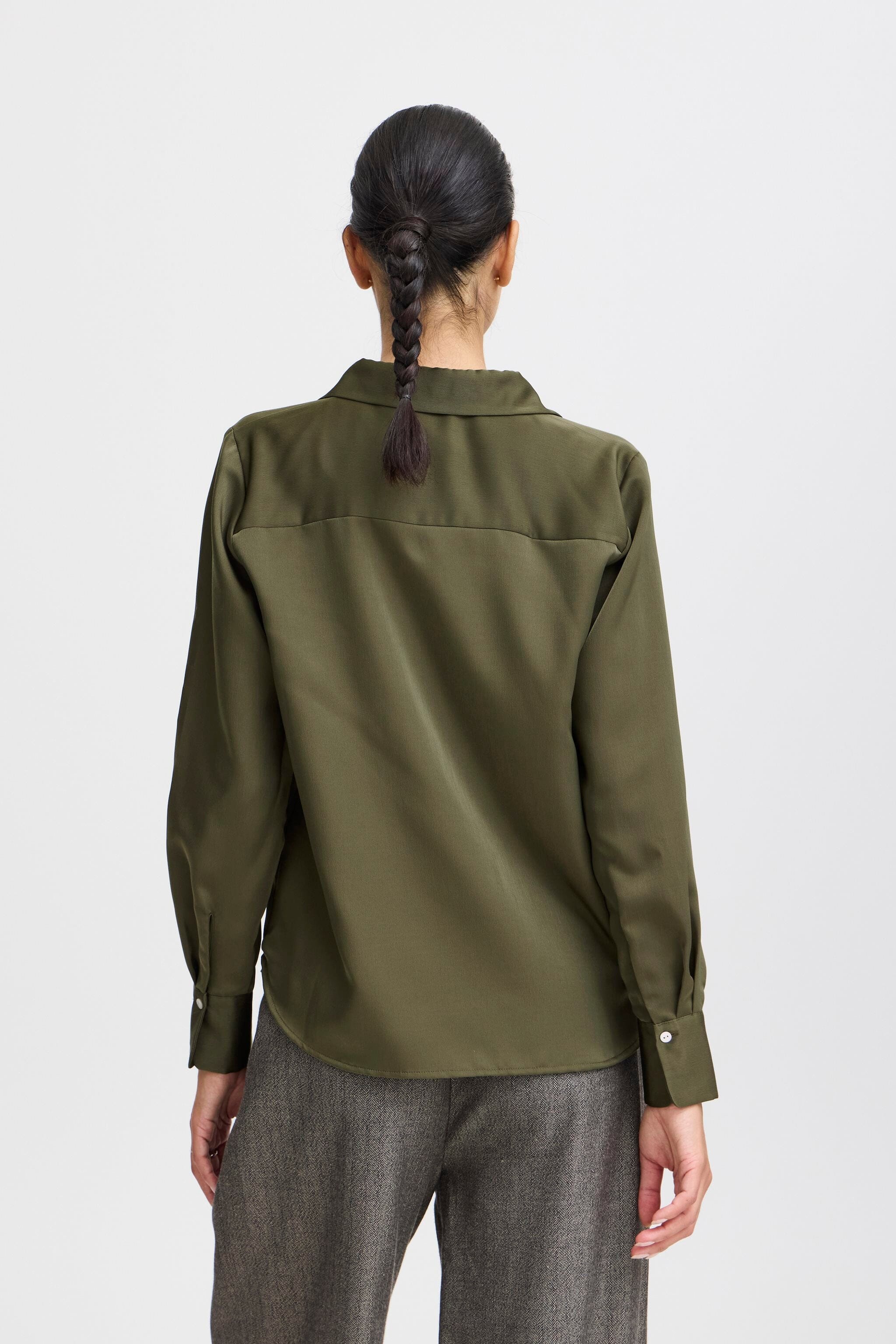 ELEVATED OLIVE OFFICE BLOUSE Top B YOUNG 