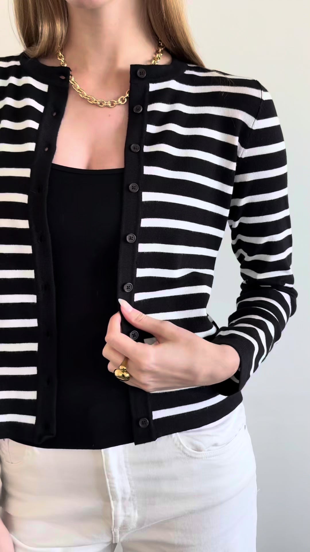 Lightweight striped knit sweater