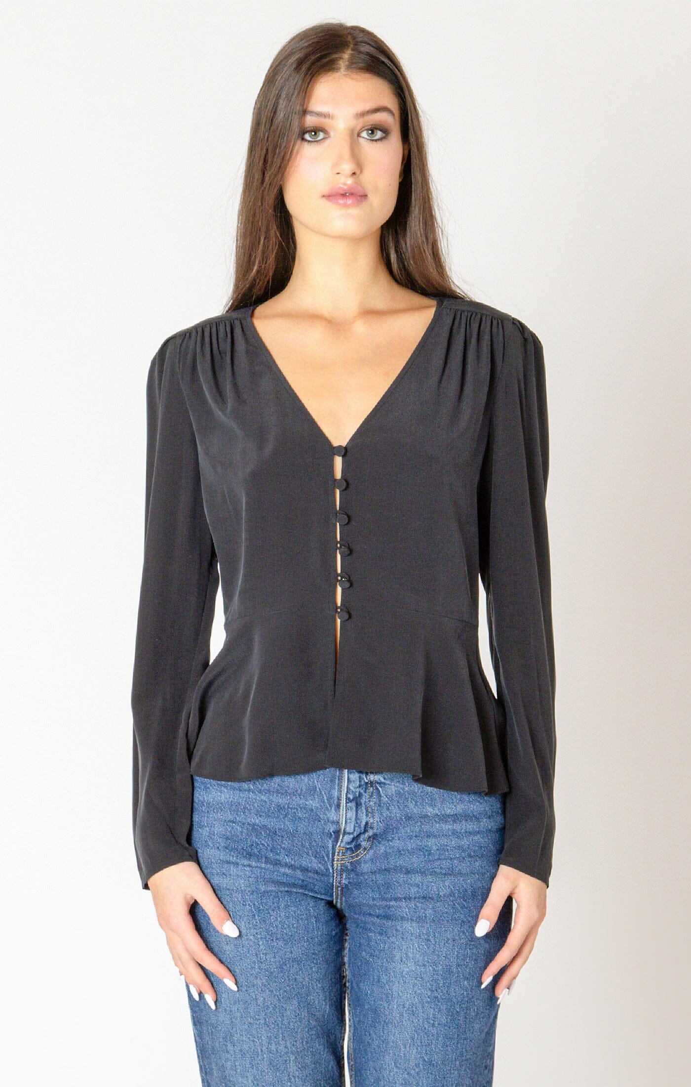 BLACK PEPLUM BLOUSE, Dex 