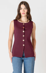 BURGUNDY BUTTON FRONT TOP, Dex 