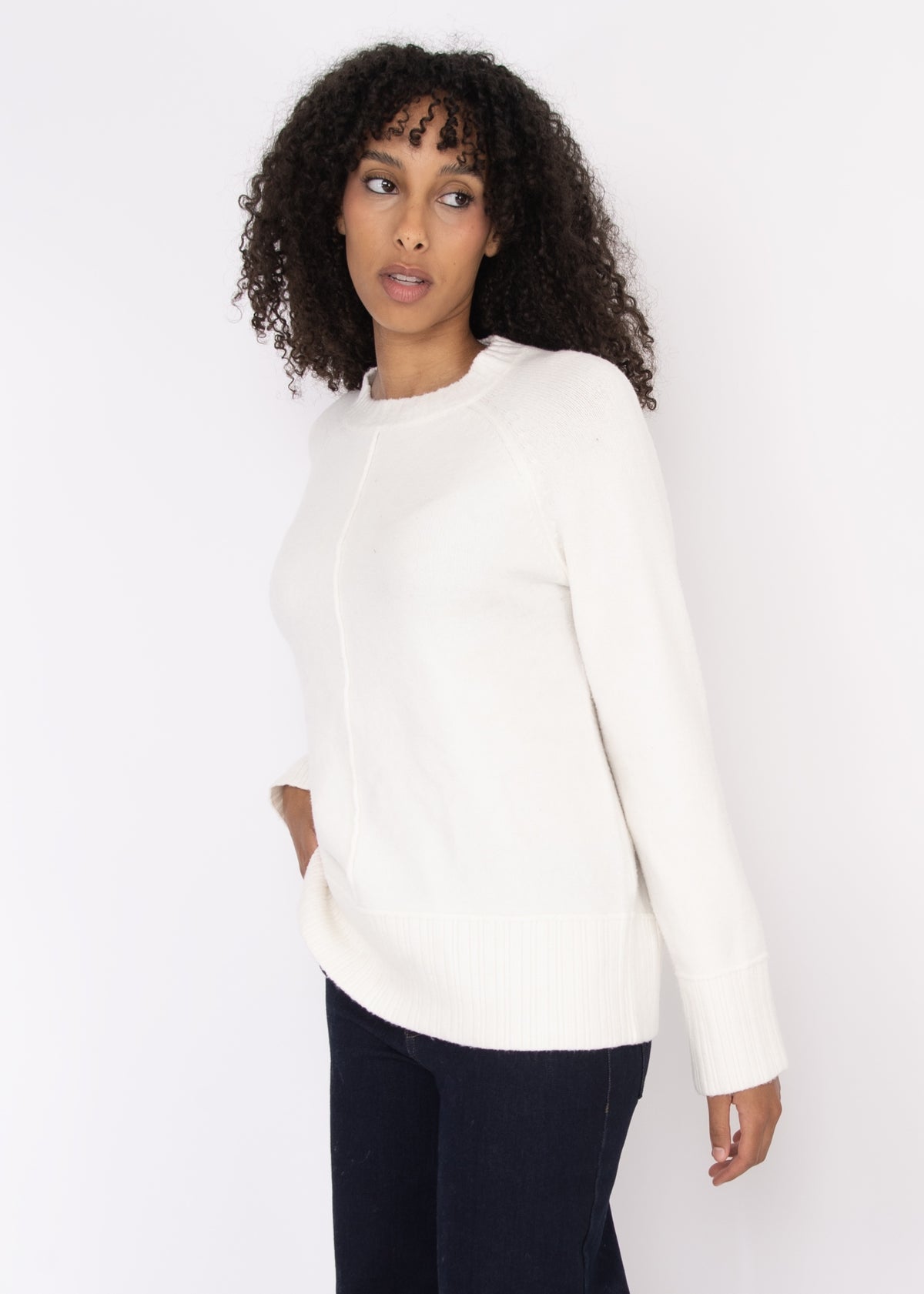 MARLOW SEAM DETAIL SWEATER (WHITE)