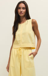 z supply, yellow twill tank, sleeveless tank women, lightweight summer tank, casual tank top women