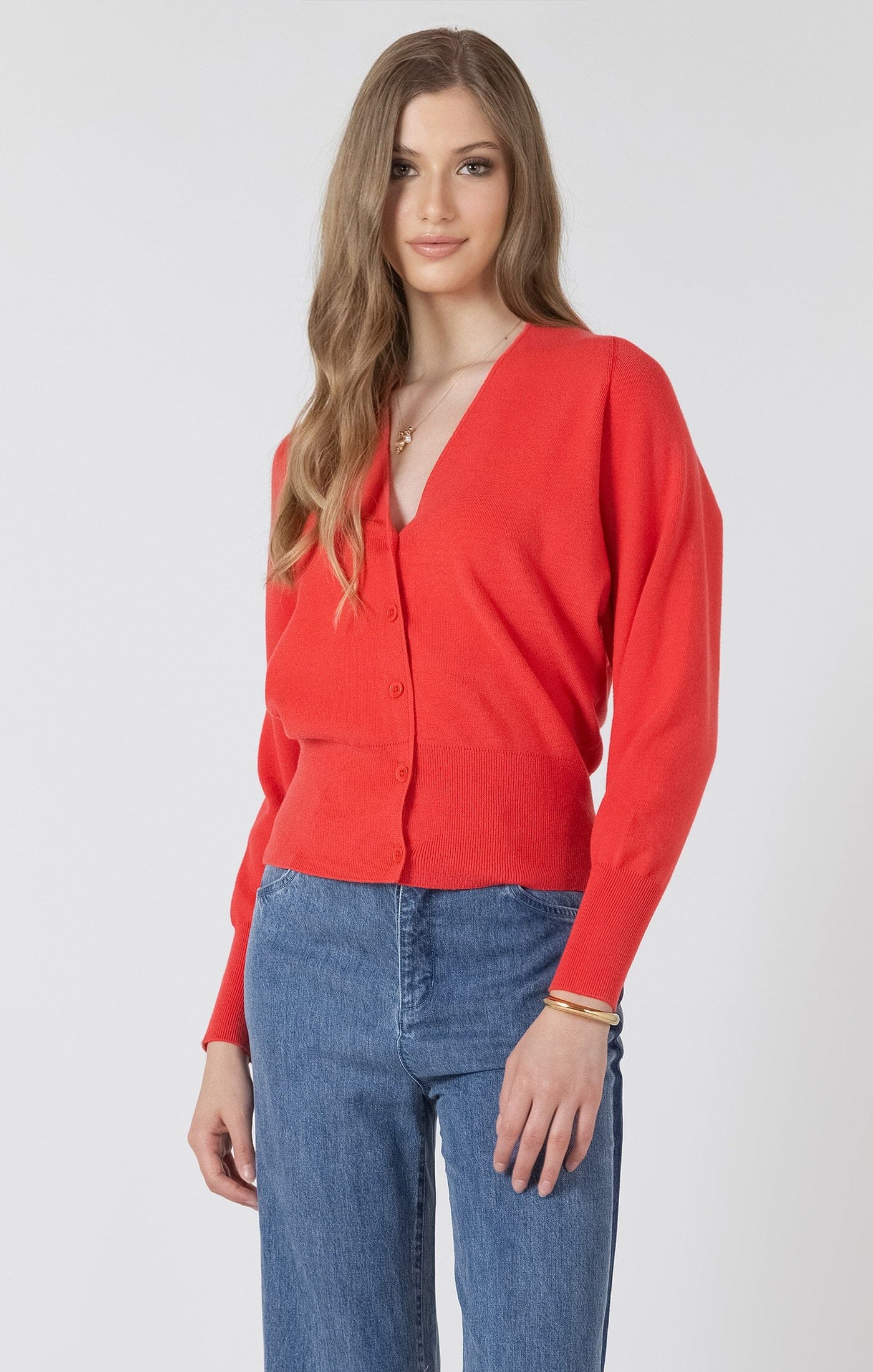 red v neck sweater, women’s red knit top, lightweight red sweater women
