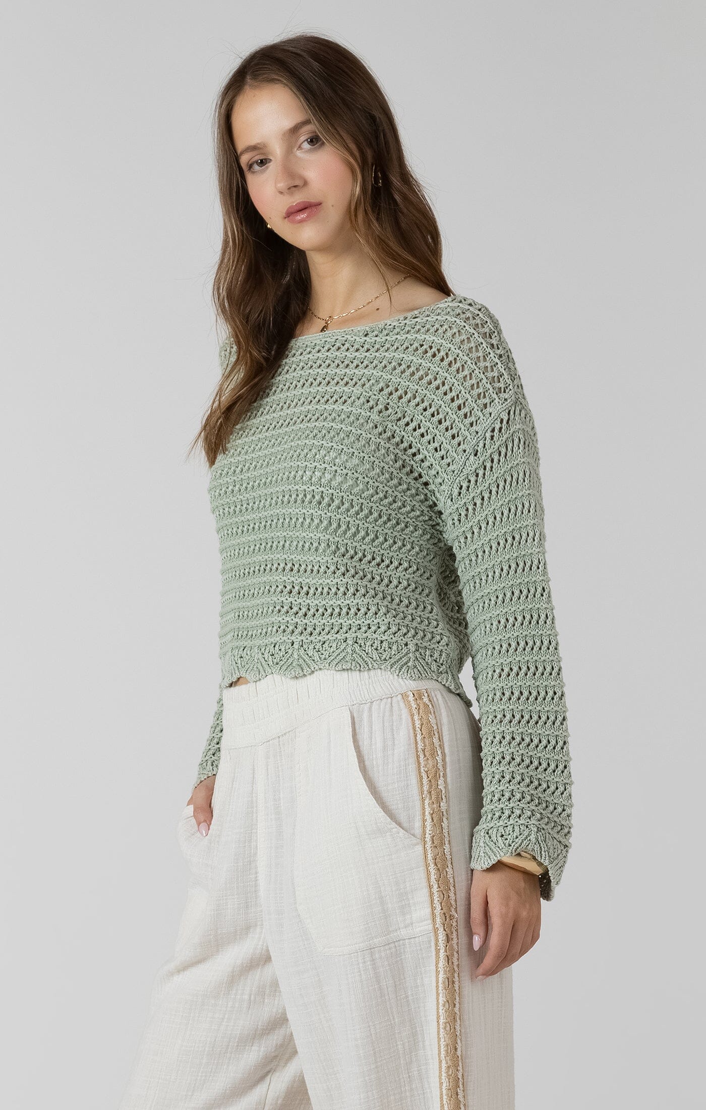 spring sweater women sage, textured knit sweater women, relaxed fit sweater women sage, crochet style sweater women