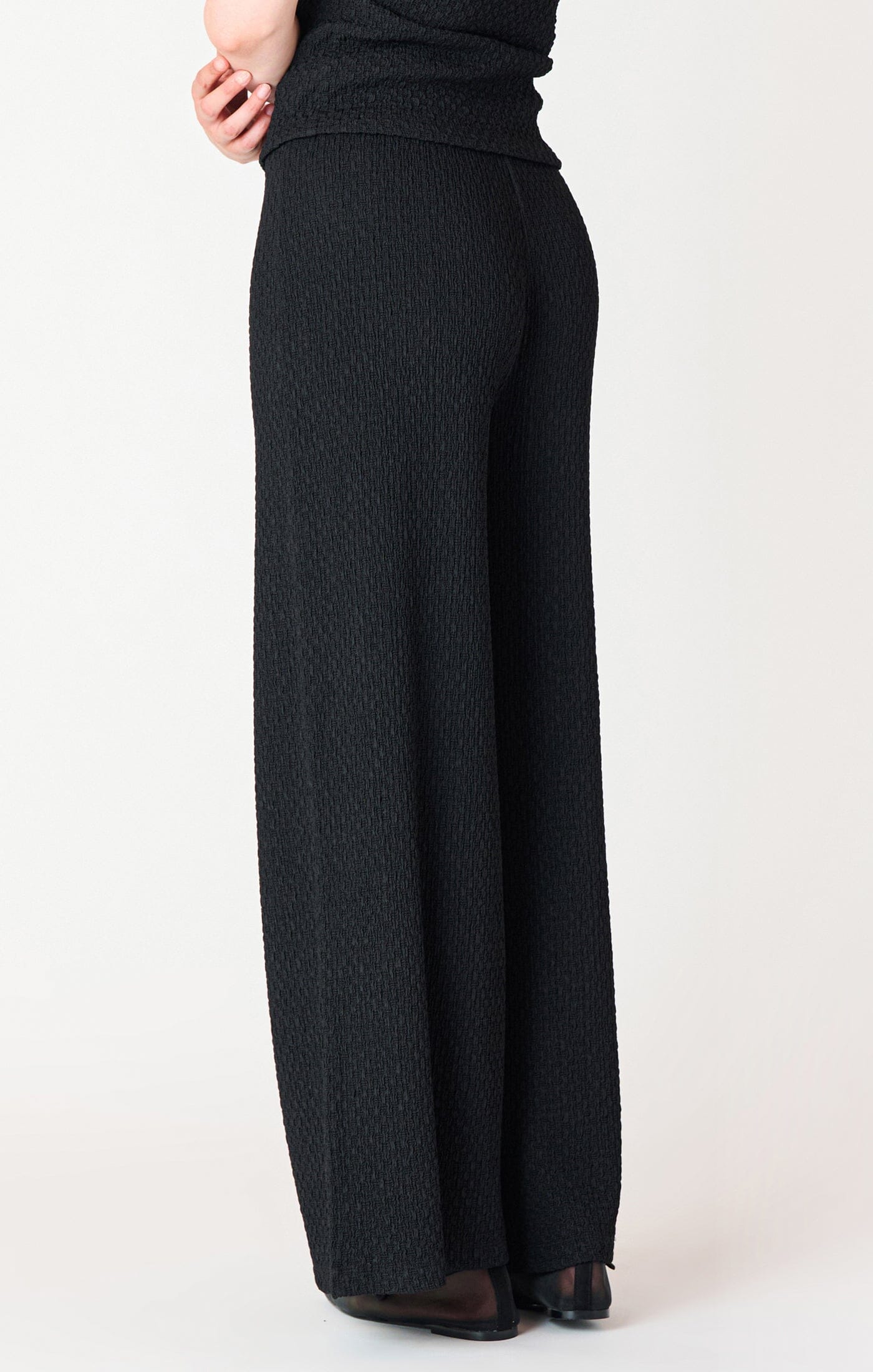 womens textured wide leg trousers