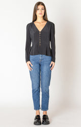 tailored feminine top, black evening blouse, dressy casual outfit