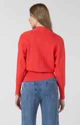 v neck long sleeve knit, wardrobe staple knit, red sweater outfit