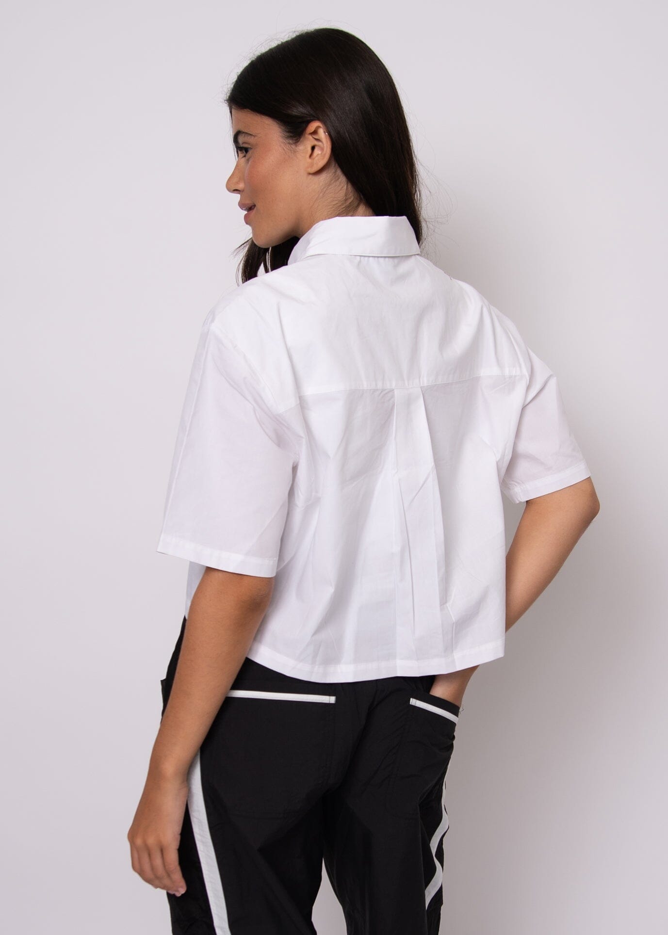 white polished casual top, white summer button up shirt, women white chic blouse, white breathable cotton shirt, white everyday staple shirt
