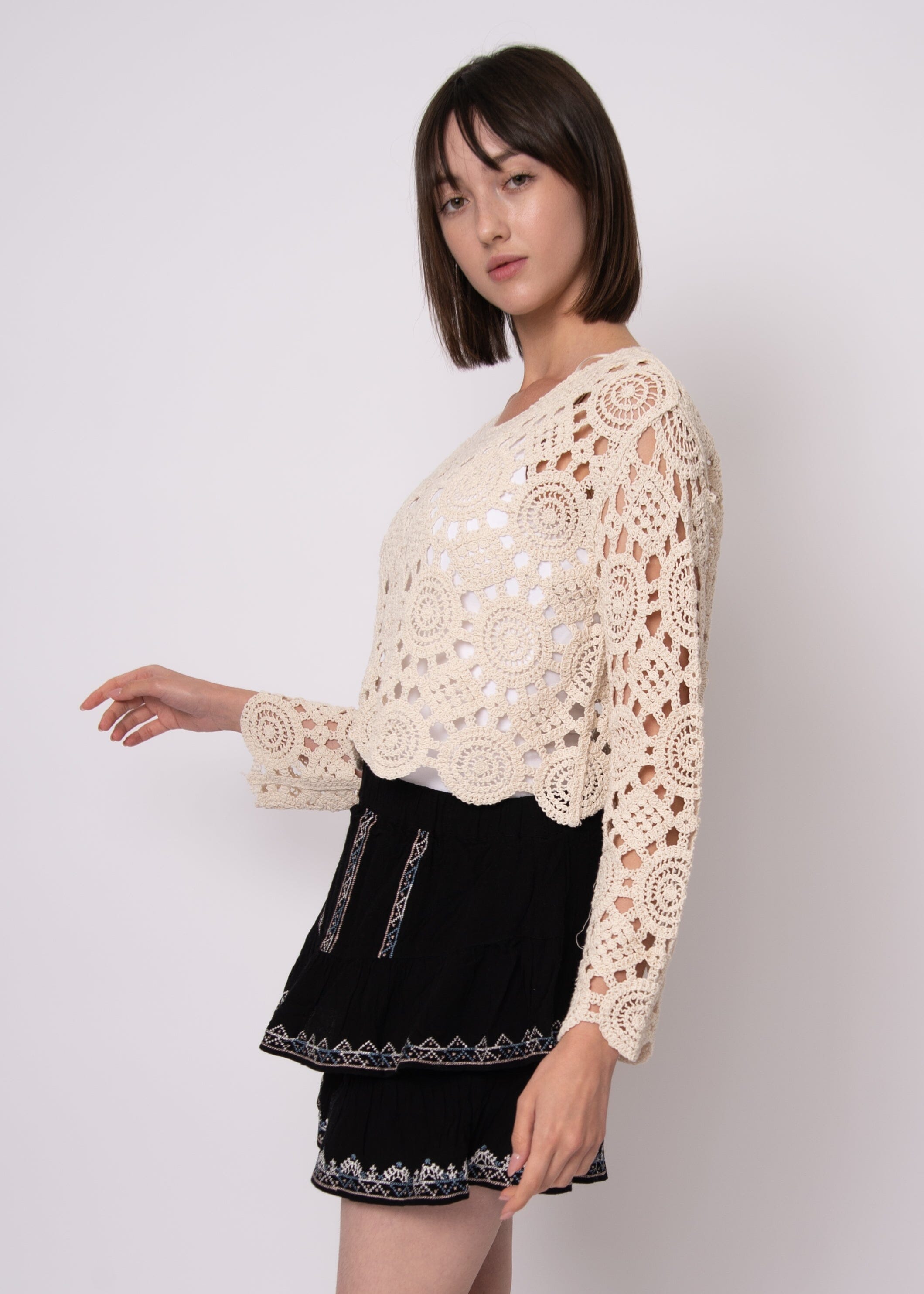 casual spring top women, boho summer knit, crochet lace top women, relaxed fit knit top, everyday essentials top