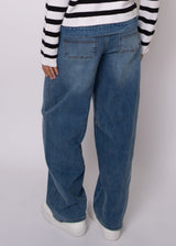 comfortable barrel leg jeans, contemporary women denim
