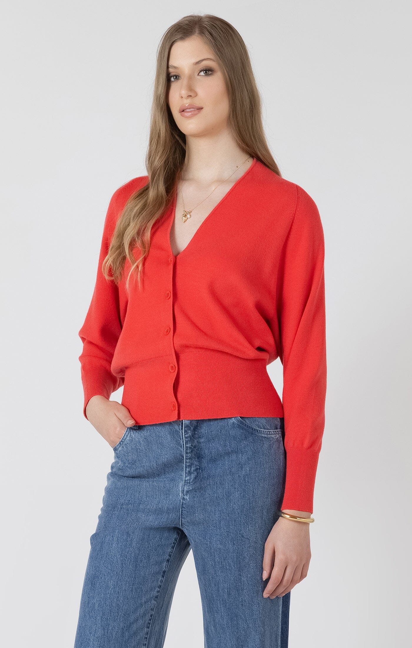 everyday knit top red, bold color sweater women, soft knit sweater red