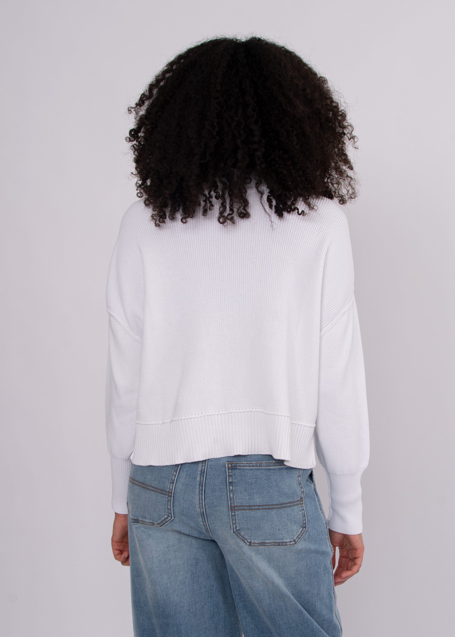 White Rib Cardigan for Women | Slouchy Cropped Button Fit | LORDON