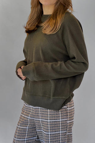 GREEN WAFFLE KNIT THERMAL Top RD STYLE 