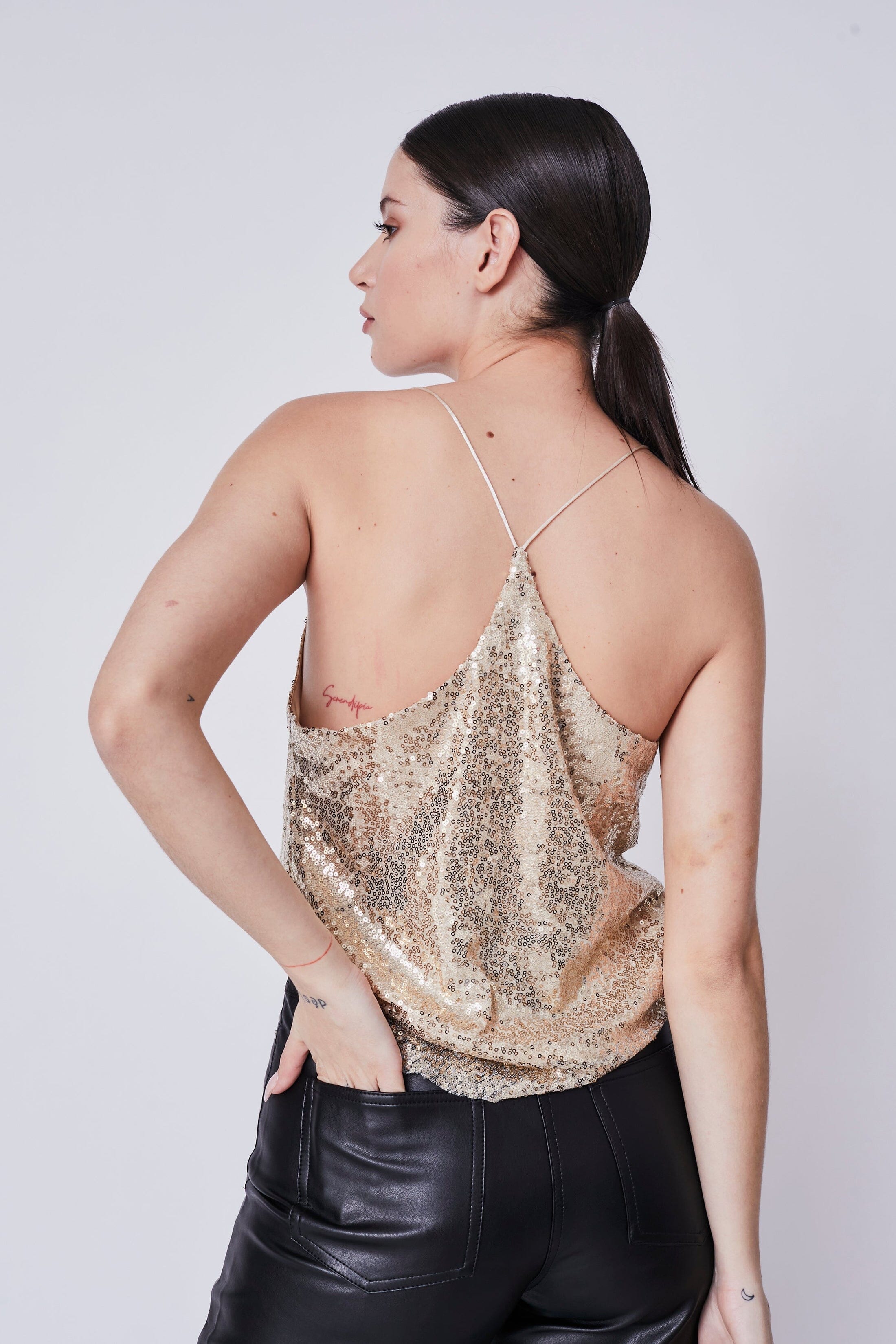 MONICA SEQUINED TOP (CHAMPAGNE) Top DELUC 