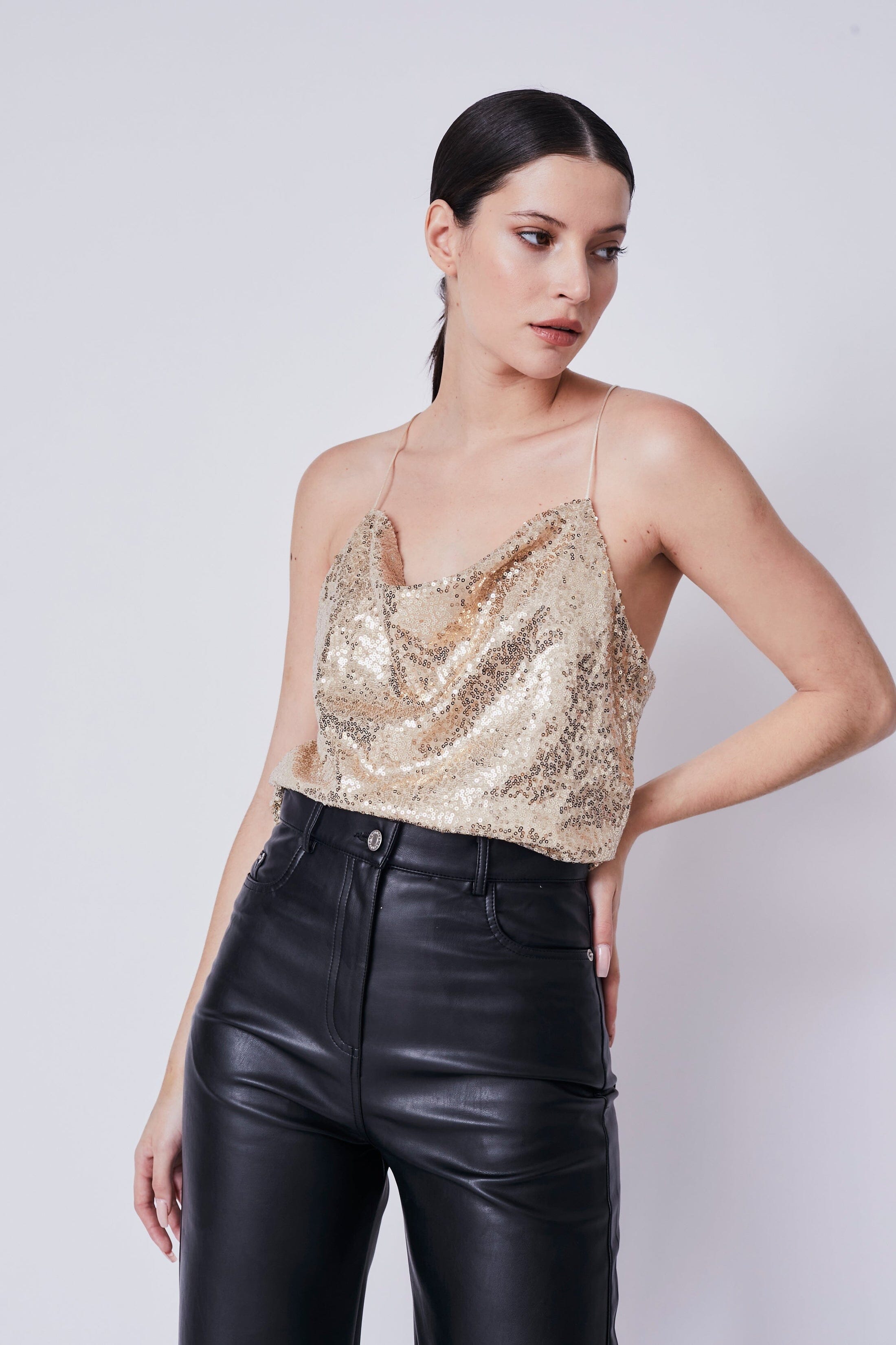 MONICA SEQUINED TOP (CHAMPAGNE) Top DELUC 