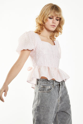 PINK TIE BACK BLOUSE Top GLAMOROUS 
