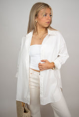 affordable oversized white button down shirt. A closet staple.