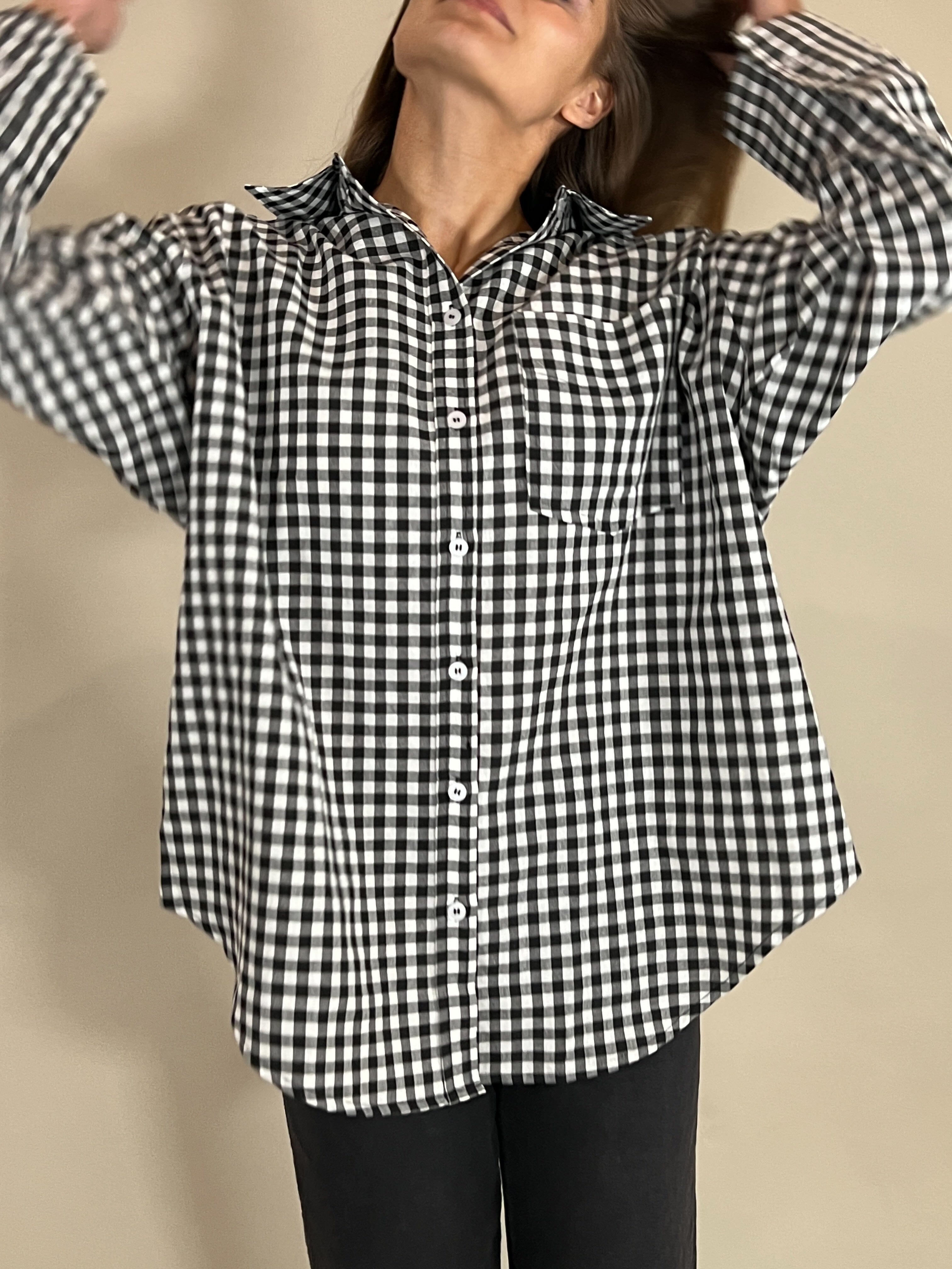 OVERSIZED GINGHAM BUTTONDOWN Top MIMOSA 
