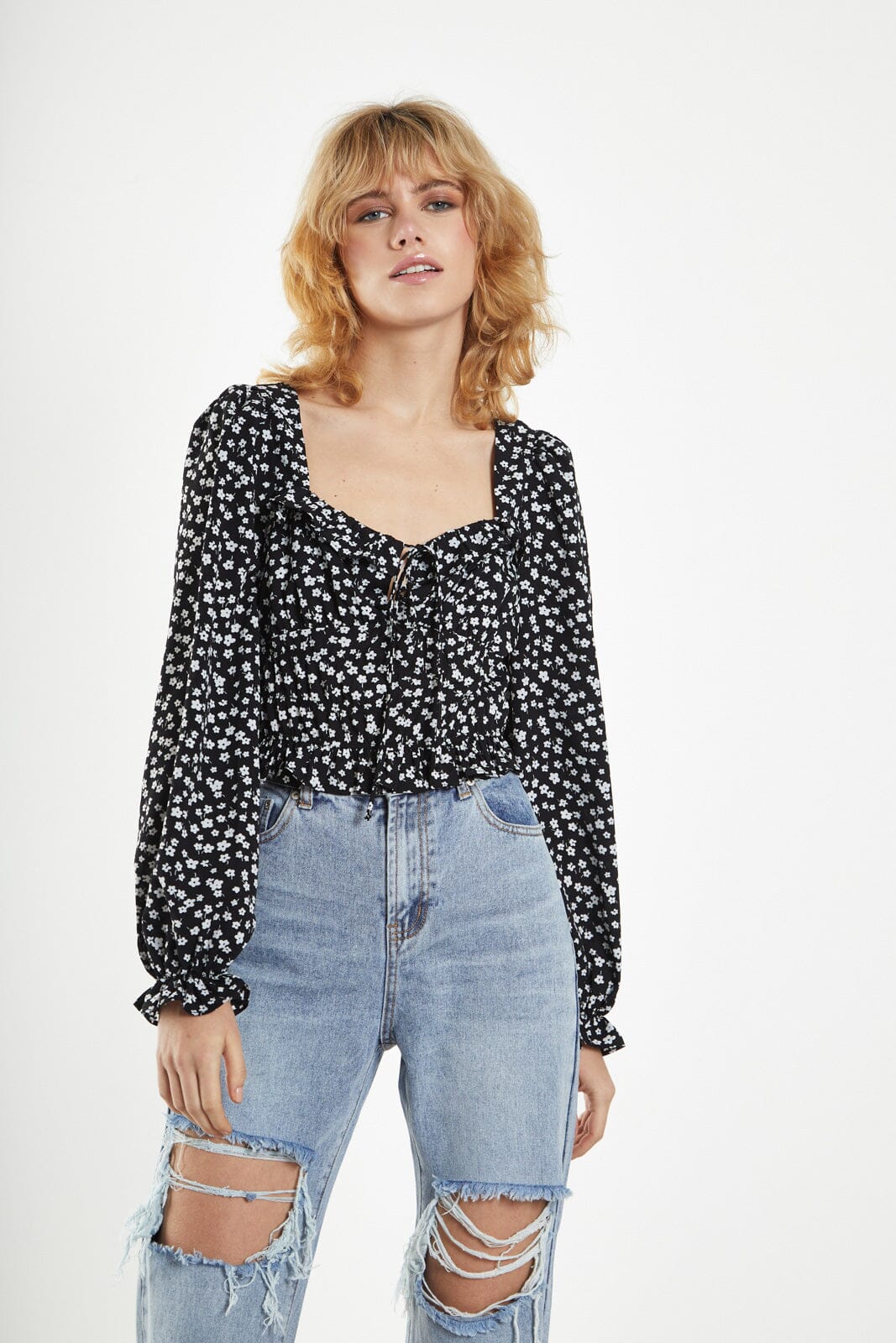 SIMPLE DITSY FLORAL BLOUSE Top GLAMOROUS 